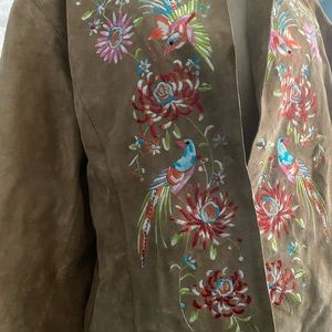 Embroidered suede jacket. Adorable with jeans and perfect fall jacket.